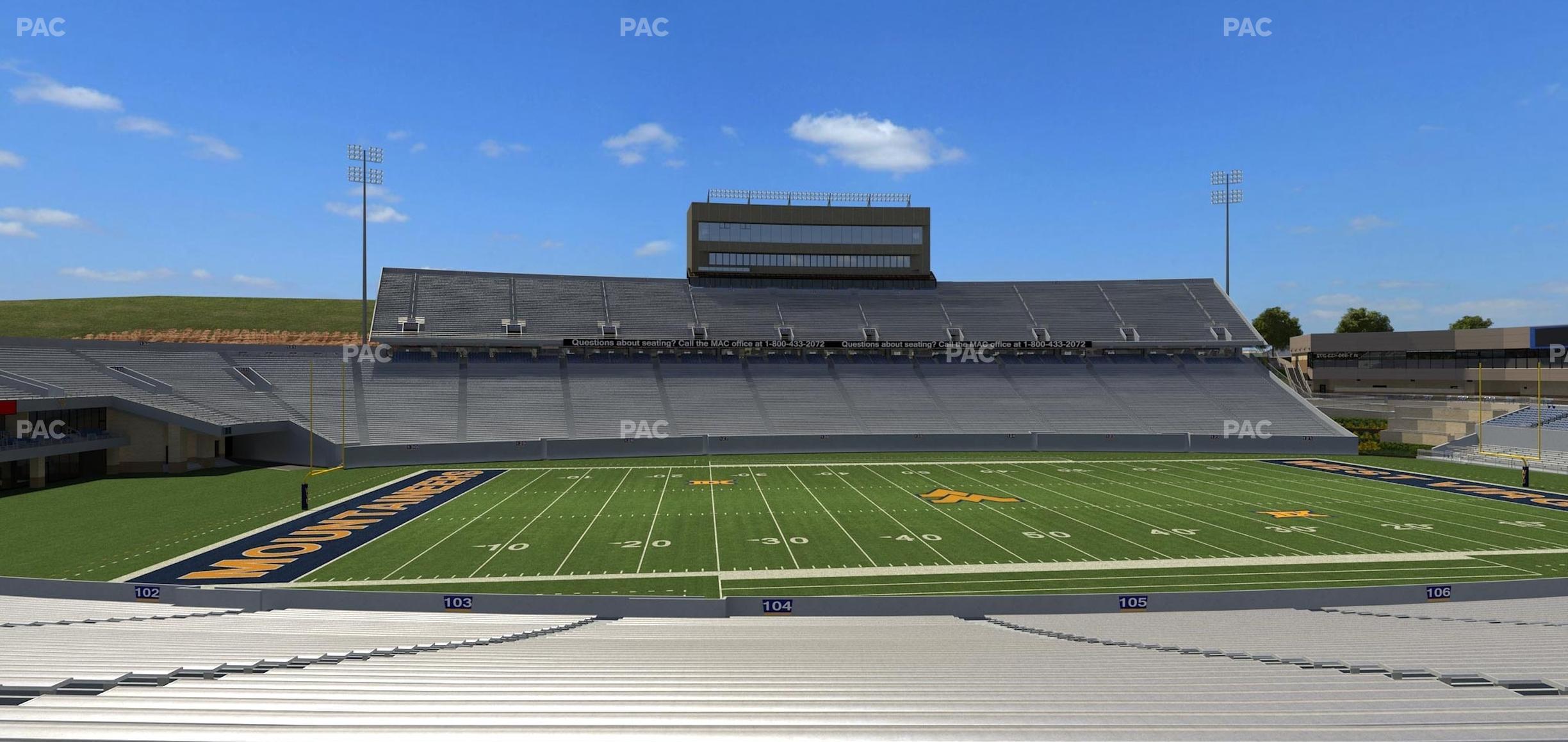 Seating view for Mountaineer Field at Milan Puskar Stadium Section 104