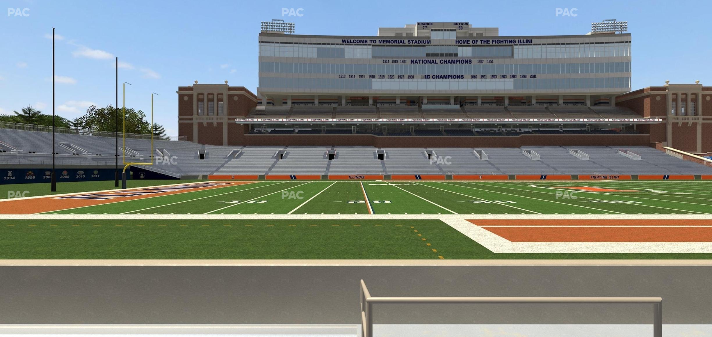 Seating view for Memorial Stadium - IL Section Front 107