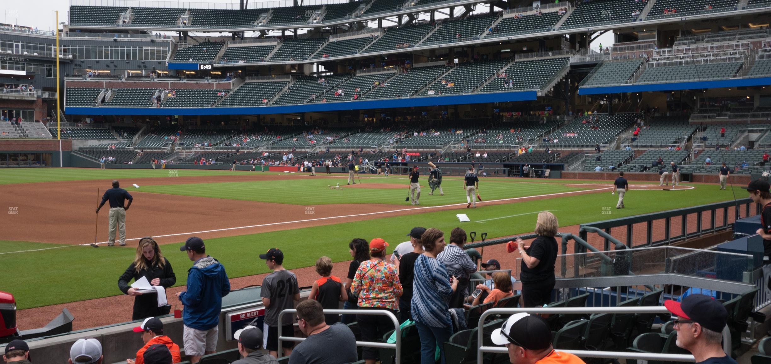 Seating view for Truist Park Section Dugout Reserved 36