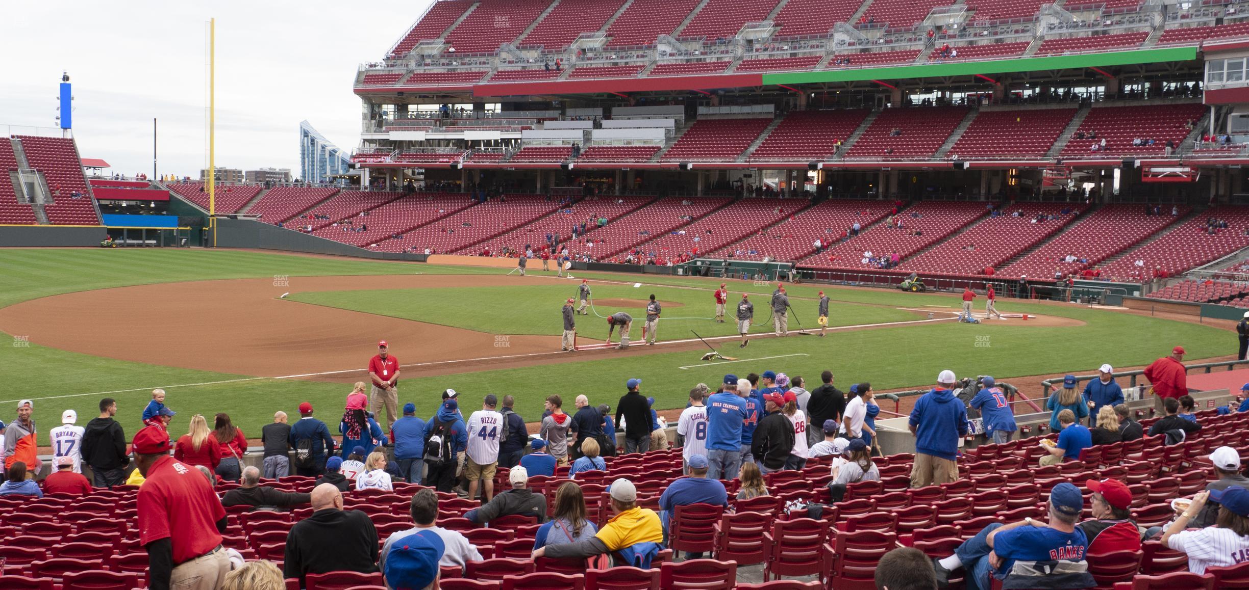 Seating view for Great American Ball Park Section Dugout Box 114