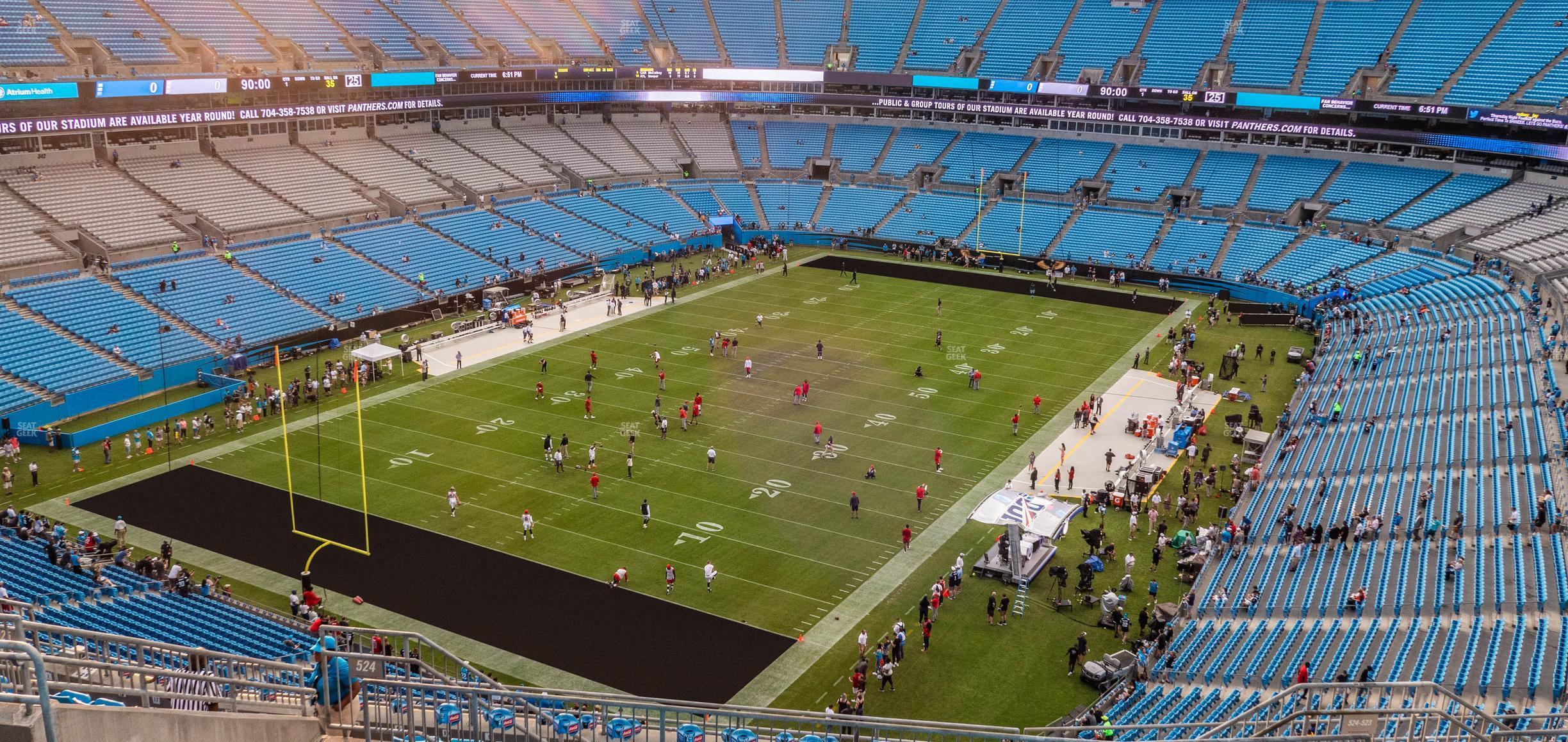 Seating view for Bank of America Stadium Section 524