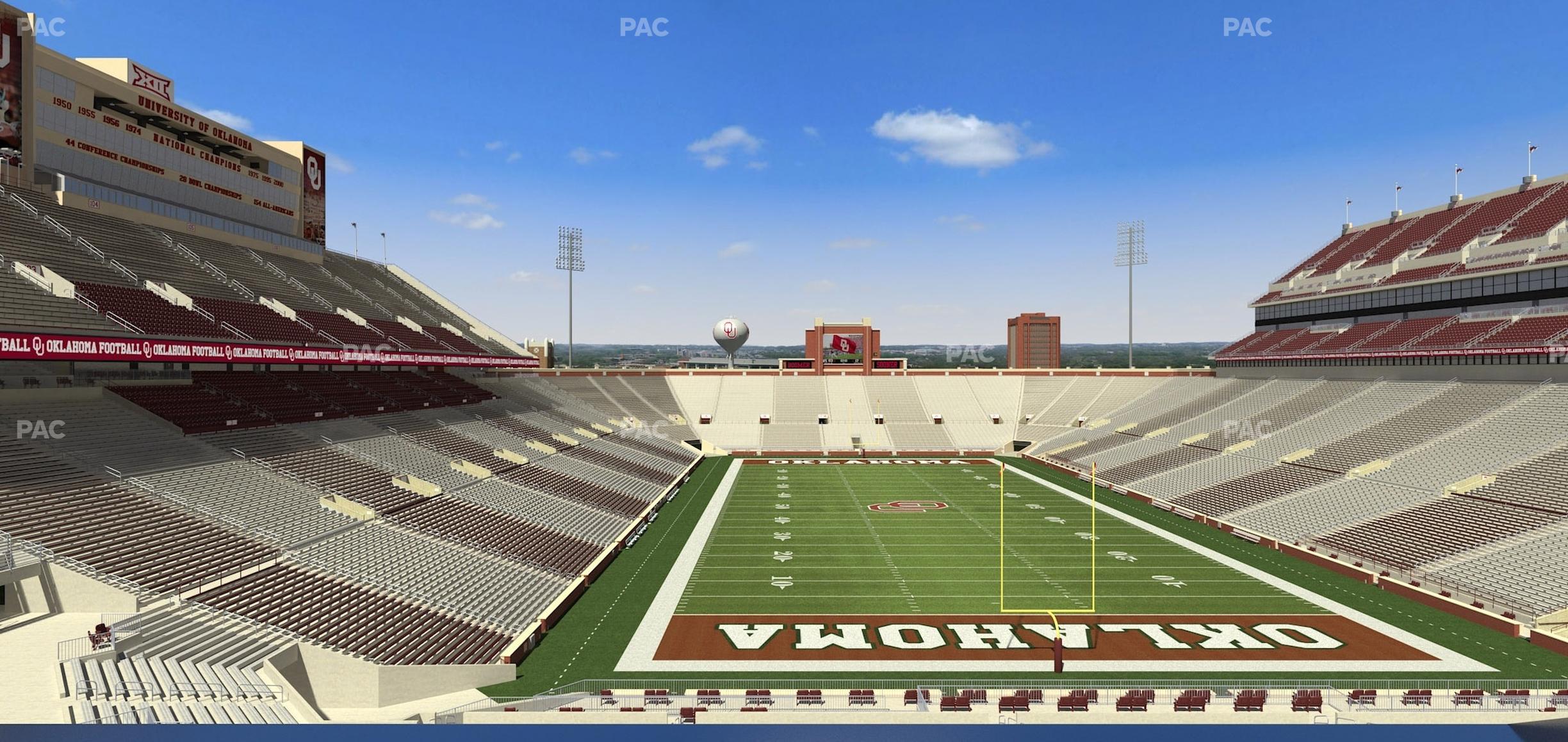 Seating view for Gaylord Family Oklahoma Memorial Stadium Section Loge 45