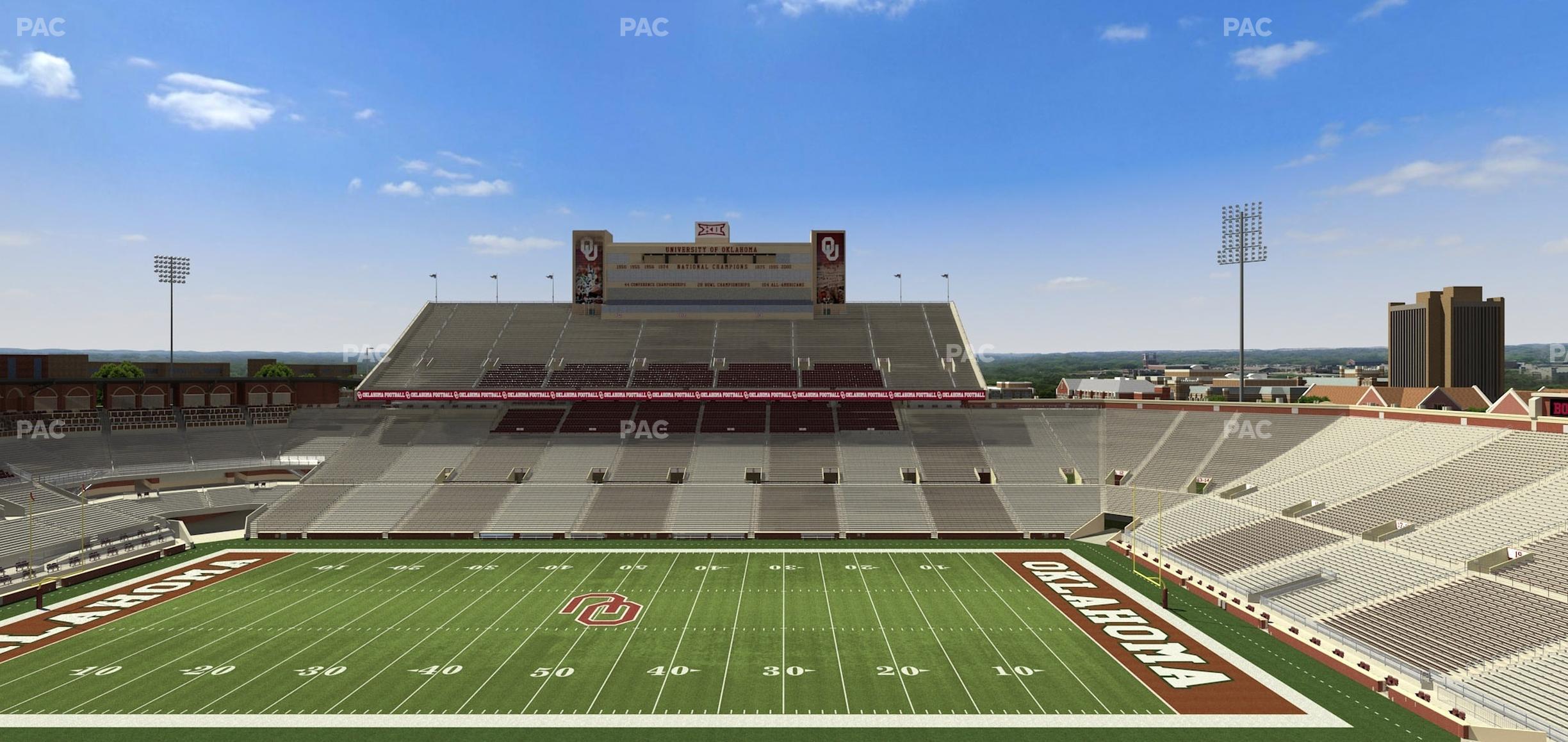 Seating view for Gaylord Family Oklahoma Memorial Stadium Section 128