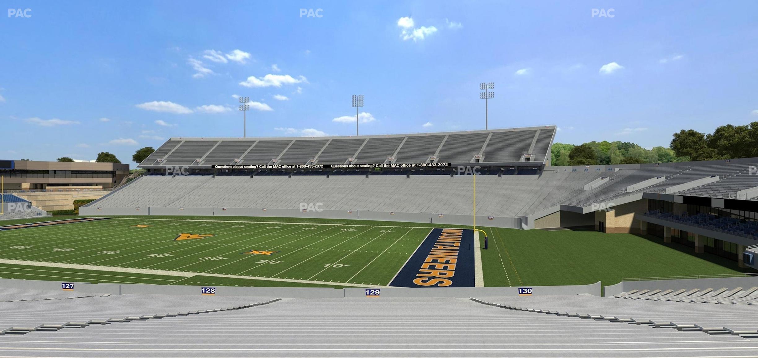 Seating view for Mountaineer Field at Milan Puskar Stadium Section 129