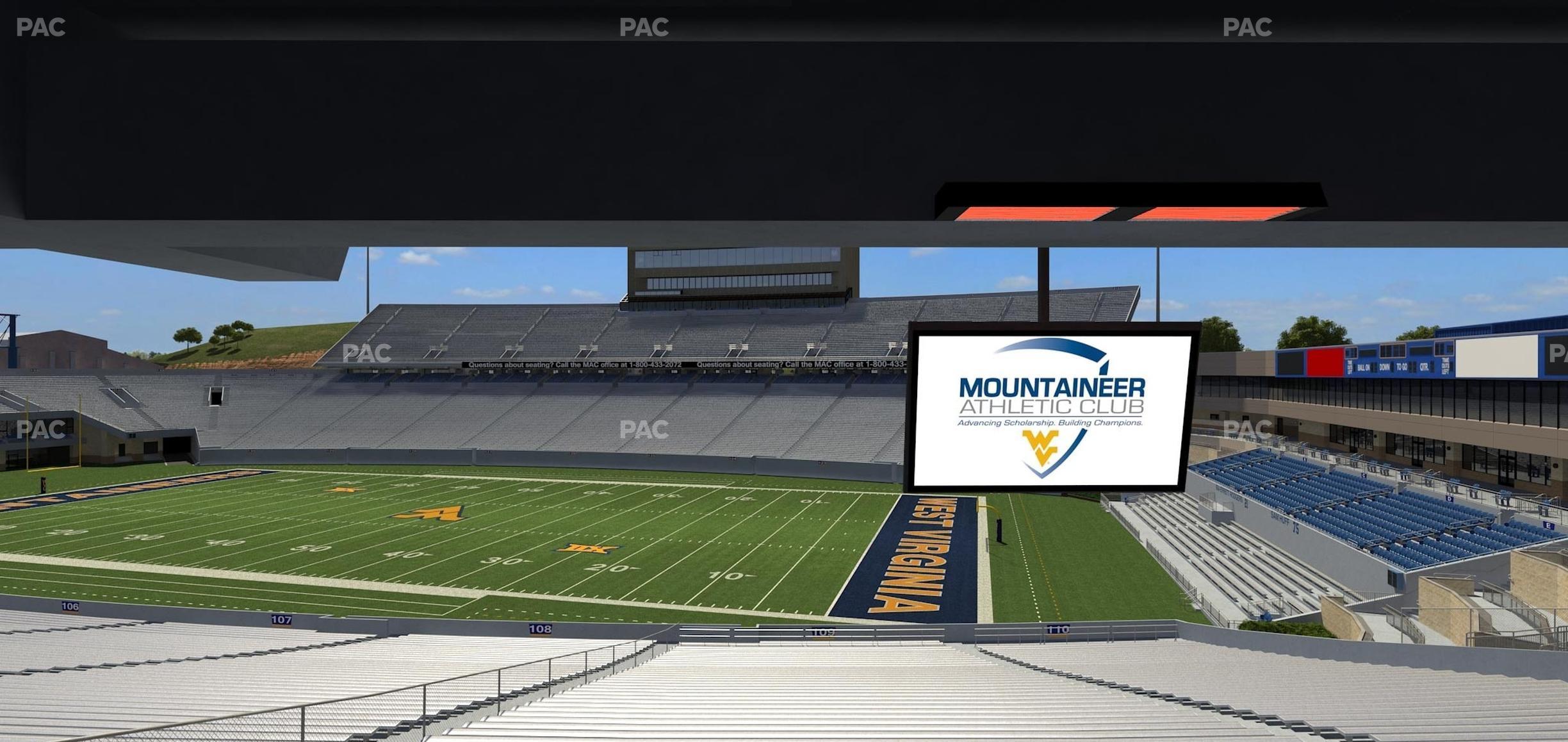 Seating view for Mountaineer Field at Milan Puskar Stadium Section Field Box 33