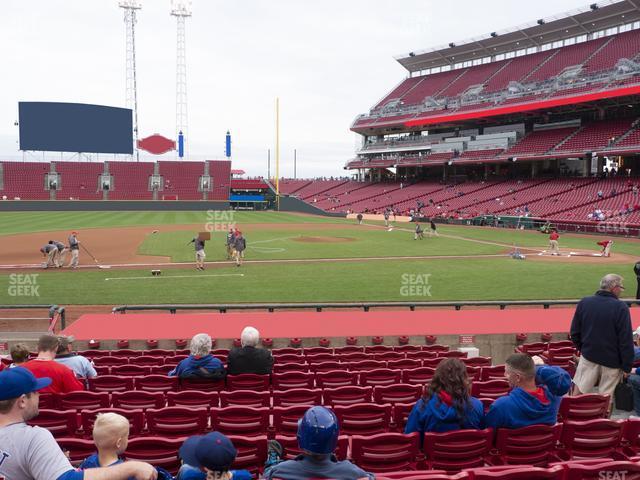 Seating view for Great American Ball Park Section Dugout Box 117