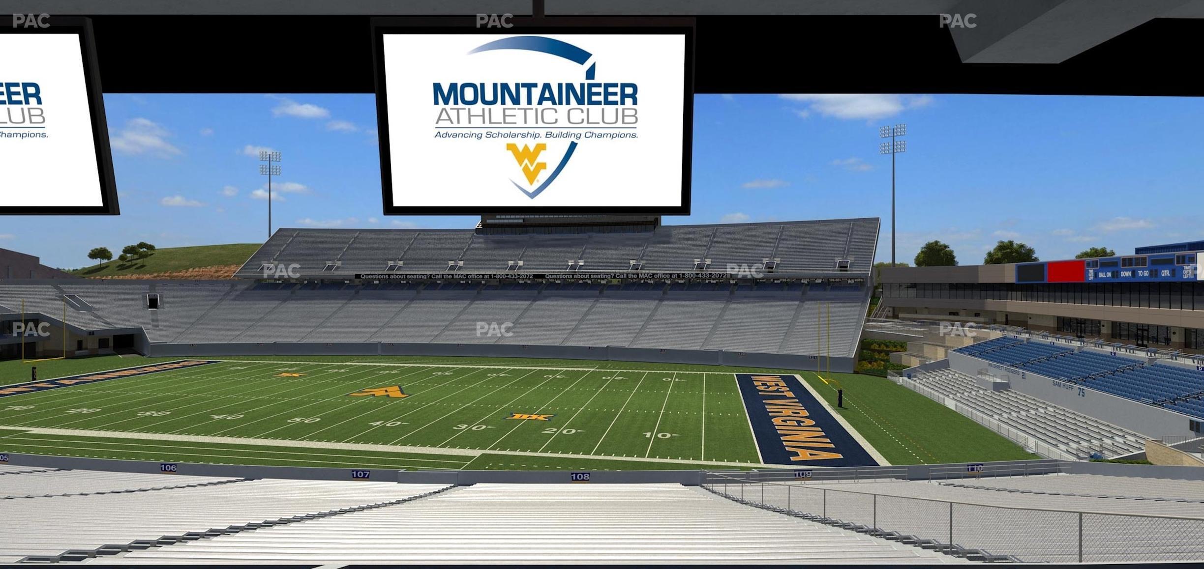 Seating view for Mountaineer Field at Milan Puskar Stadium Section Field Box 30