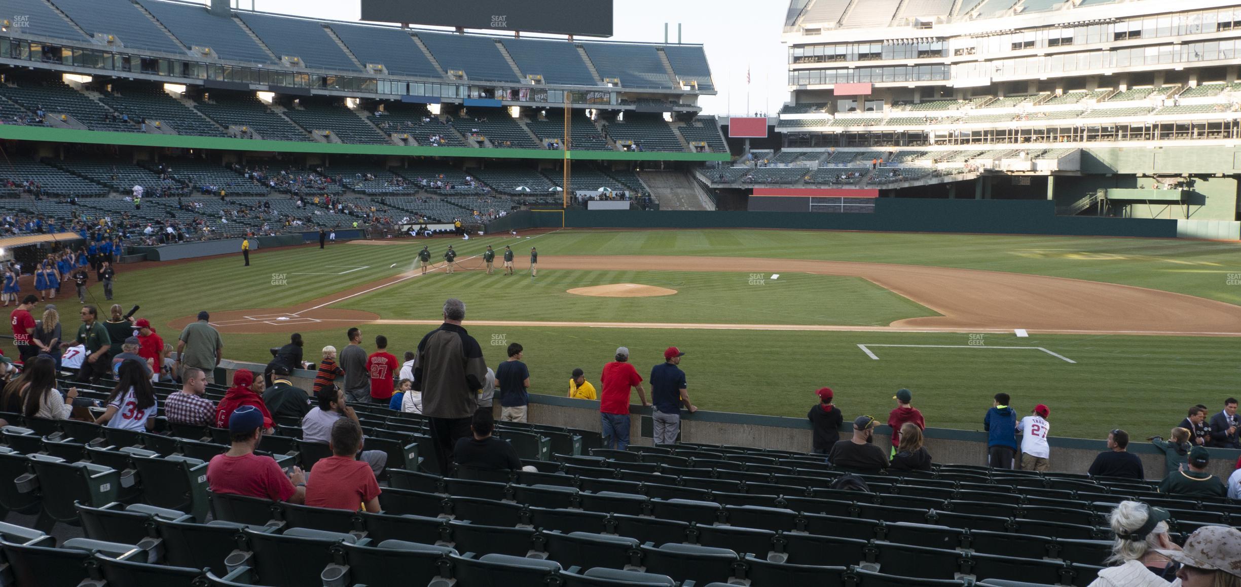 Seating view for Oakland Coliseum Section Front 113