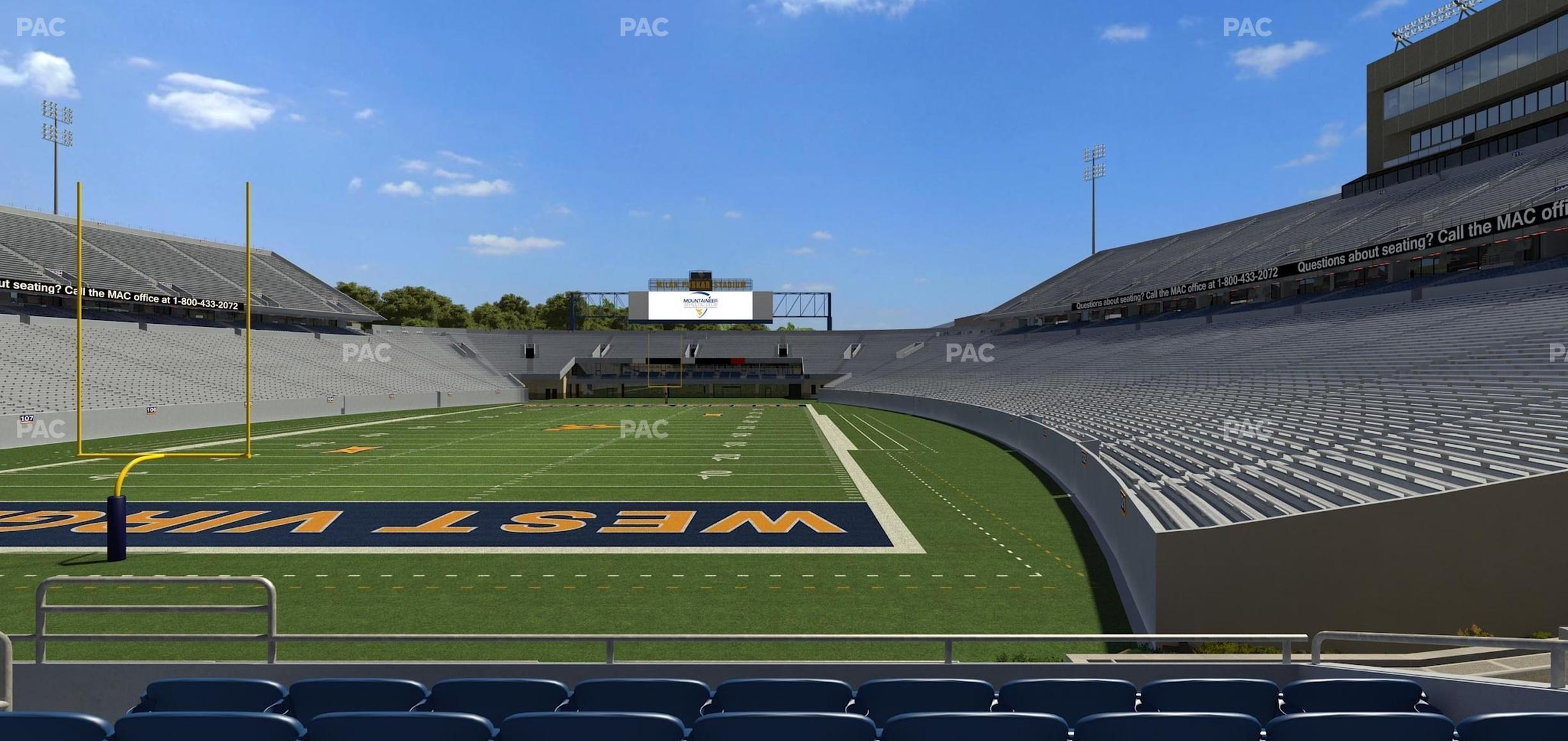 Seating view for Mountaineer Field at Milan Puskar Stadium Section Touchdown Terrace A