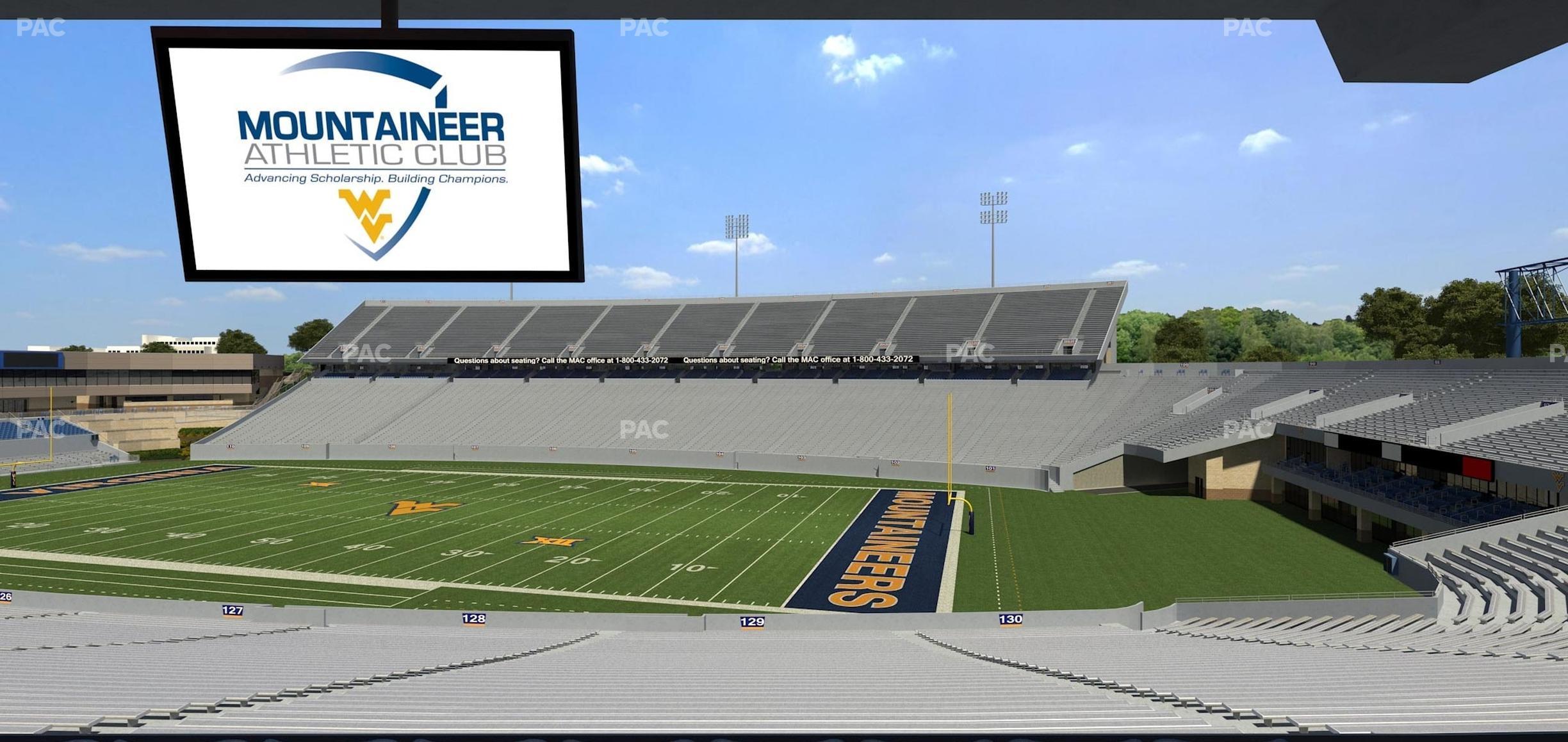 Seating view for Mountaineer Field at Milan Puskar Stadium Section Field Box 72