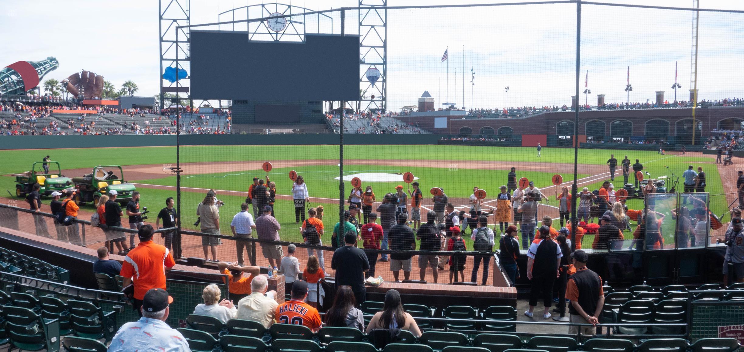 Seating view for Oracle Park Section Premium Field Club 117