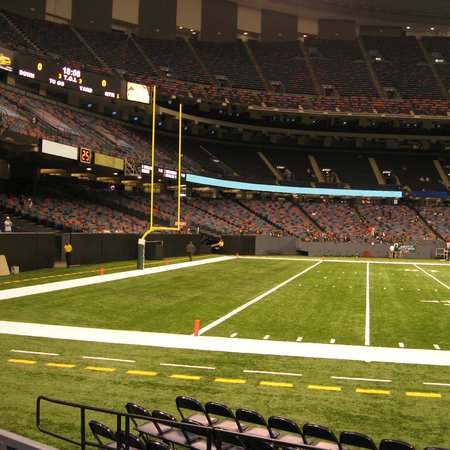 An aerial view of the Caesars Superdome, Saturday, Nov. 14, 2021, in New  Orleans, La. The indoor stadium, formerly know as the Louisiana Superdome  and the Mercedes-Benz Superdome, is the home of