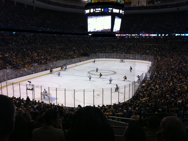 TD Garden, section 137, row B, seat 8 - Boston Bruins vs Los